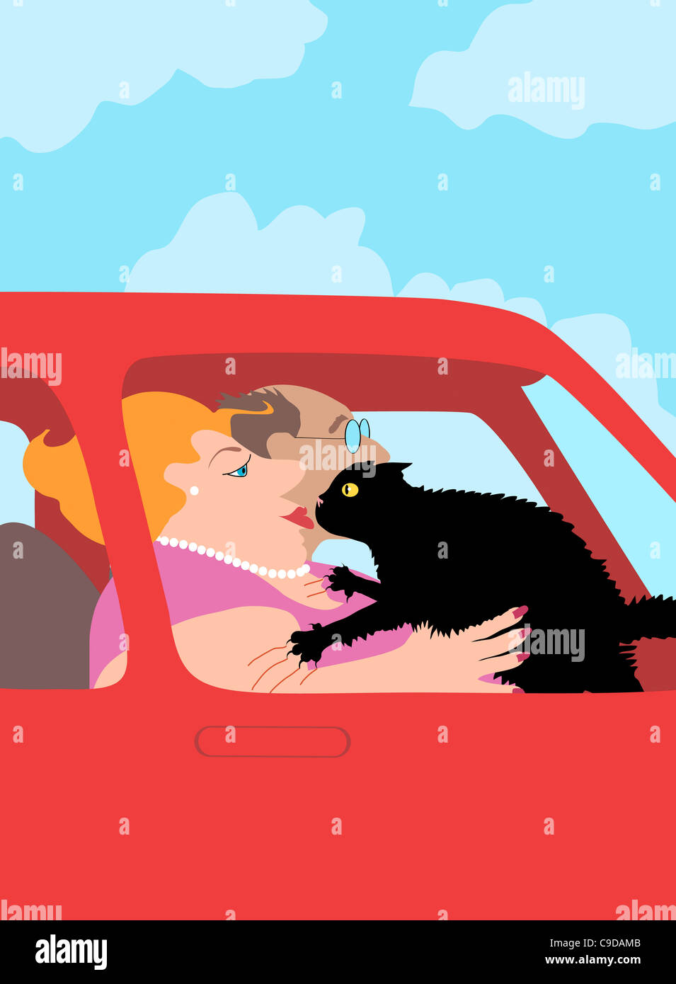 Reisen mit Kitty Linda Braucht (b.20th C. American) Computergrafik Stockfoto