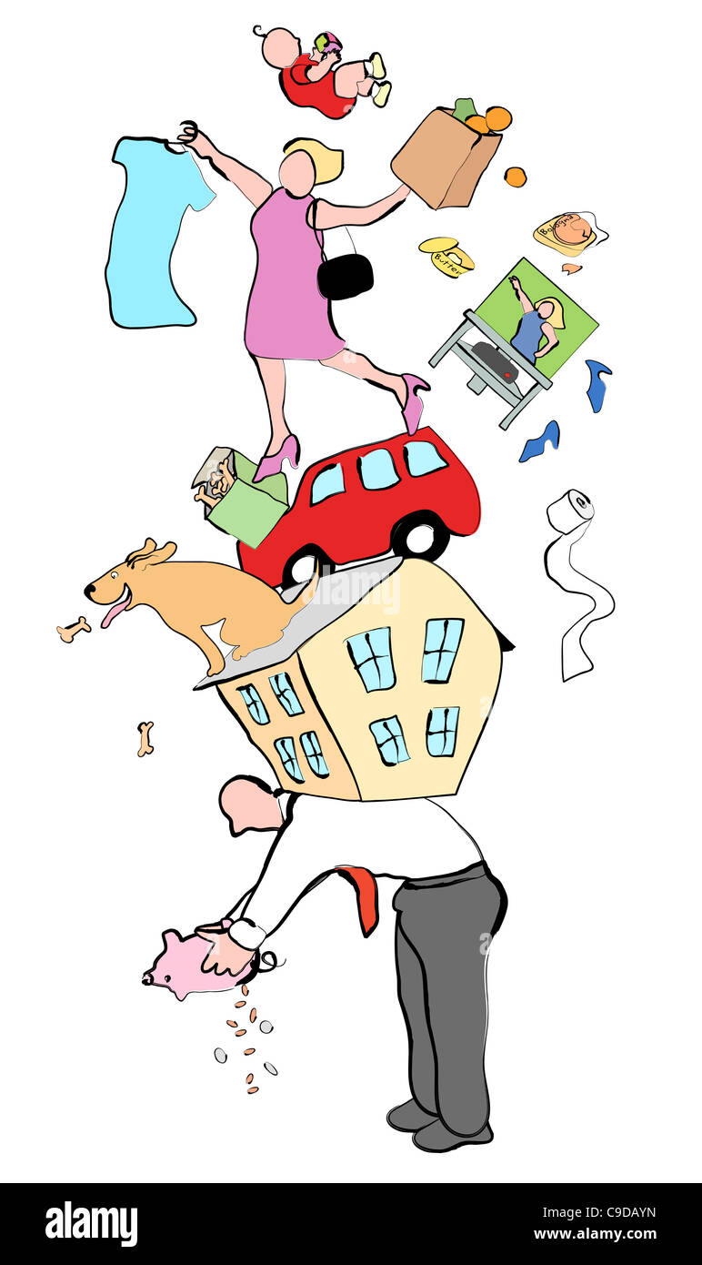 Haushaltskosten, Linda Braucht (b.20th C./American), Computergrafik Stockfoto