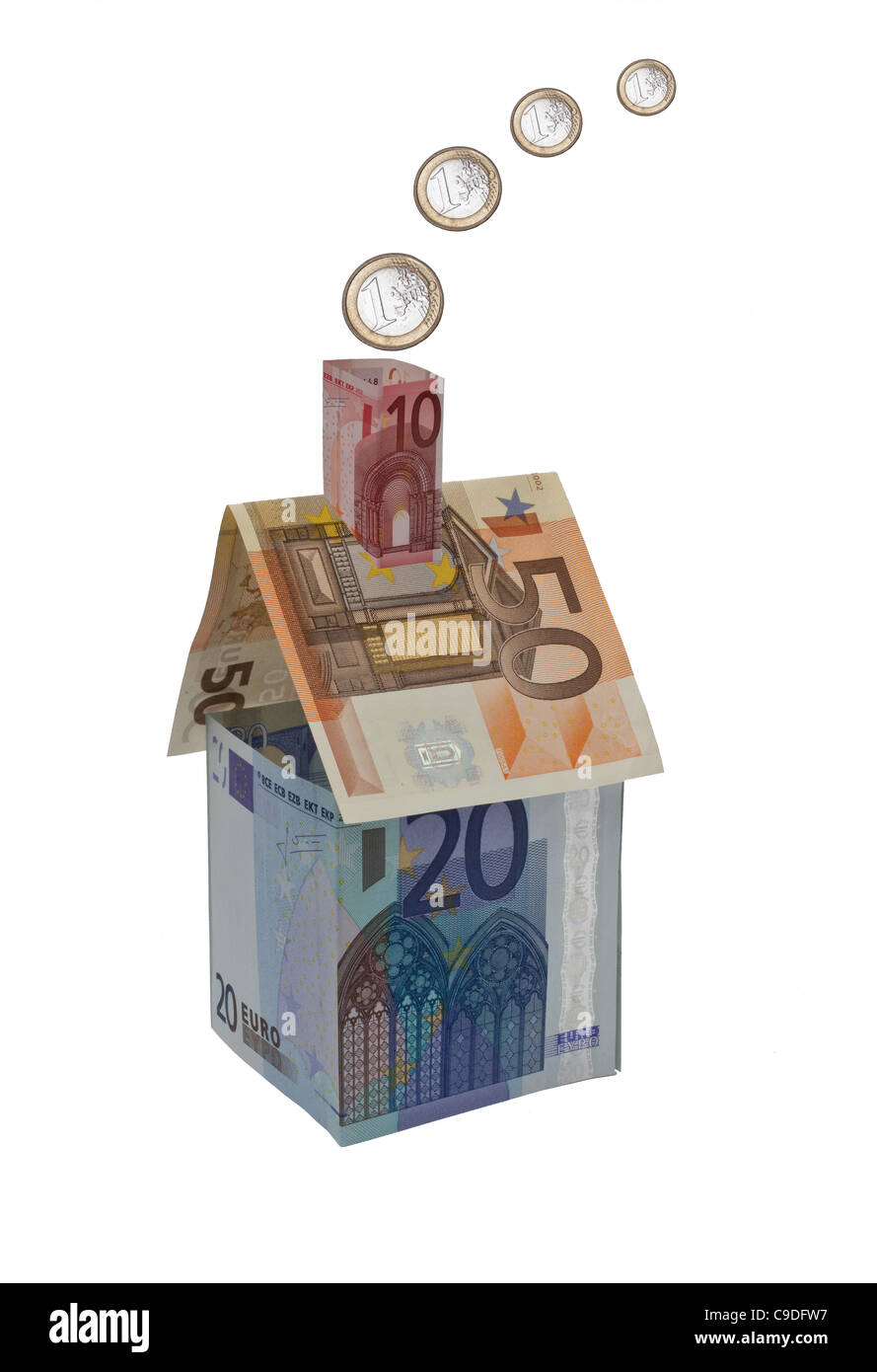 Symbolische Haus vertreten in Euro Stockfoto