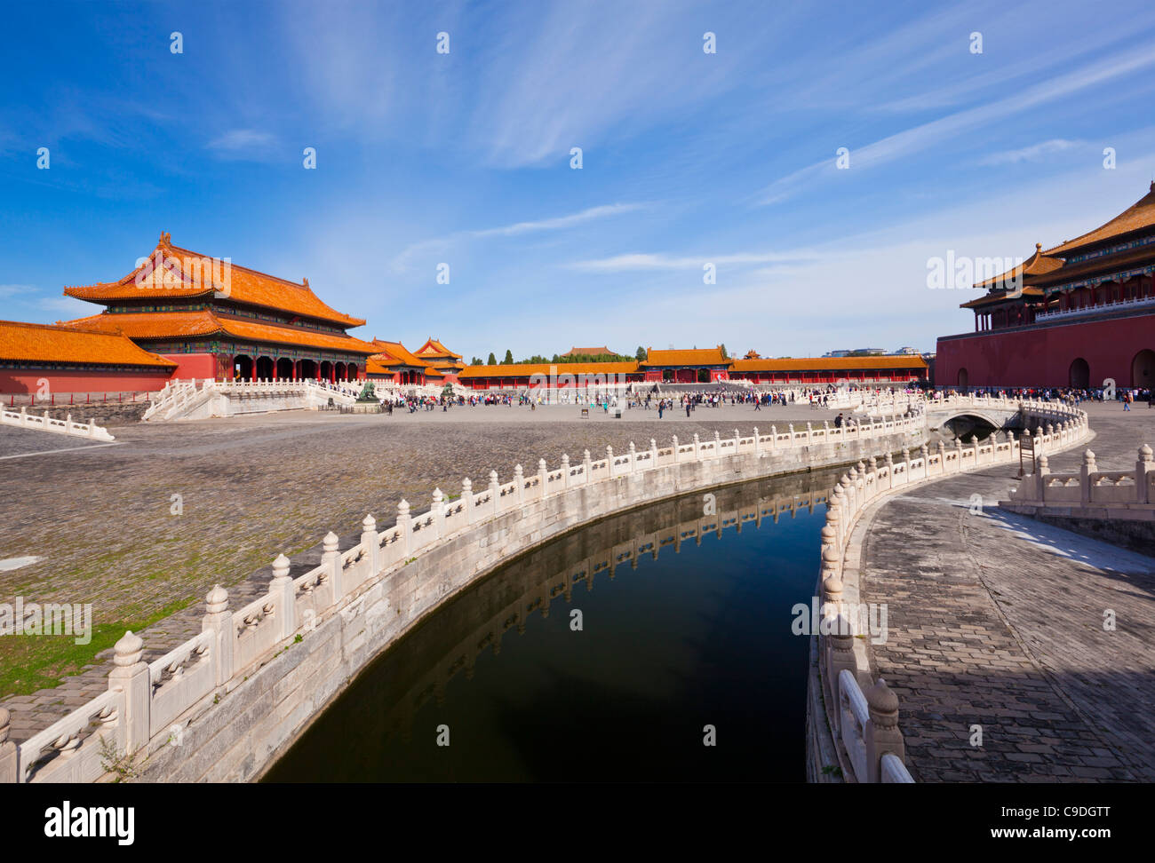 Inneren goldenen Wasser-Fluss fließt durch das äußere Gericht, Verbotene Stadt, Peking, VR China, Volksrepublik China, Asien Stockfoto