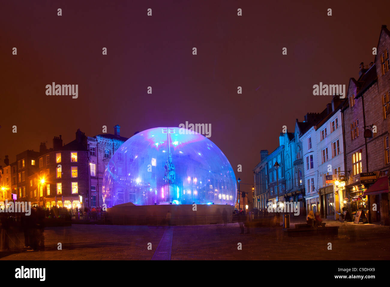 Ich liebe Durham Installation am Markt Platz, Durham Lumiere Festival 2011 Stockfoto