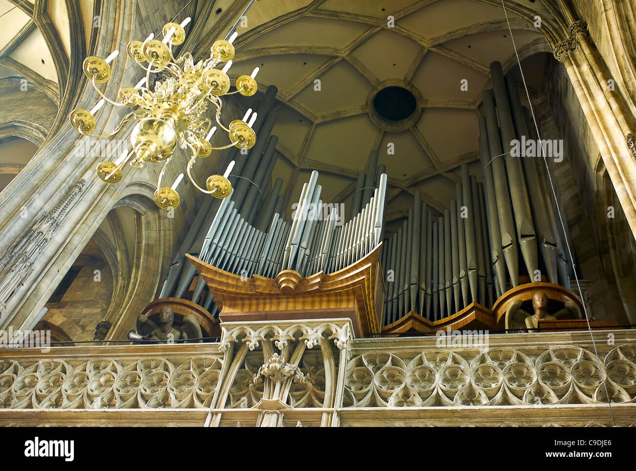 -Orgel im Dom von Halbrundbogen - Wien (Österreich). Stockfoto