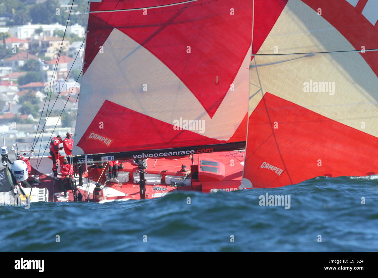 11.12.2011., Südafrika.  Volvo Ocean Race starten Bein 2 aus Cape Town, Südafrika in Abu Dhabi. Wohnmobil (NZL) Nahaufnahme Stockfoto