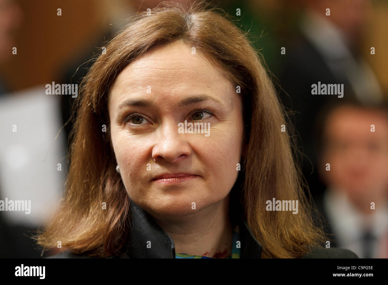 Russische Wirtschaft Entwicklungsminister Elvira Nabiullina abgebildet auf der 28. EU-Russland-Gipfel in Brüssel stattfand. Stockfoto