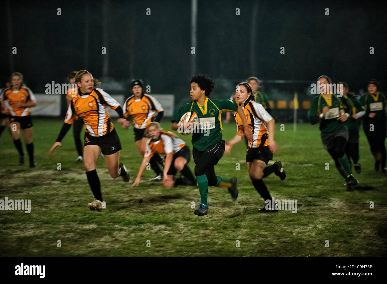 Rugby-Spiel für Frauen Stockfoto