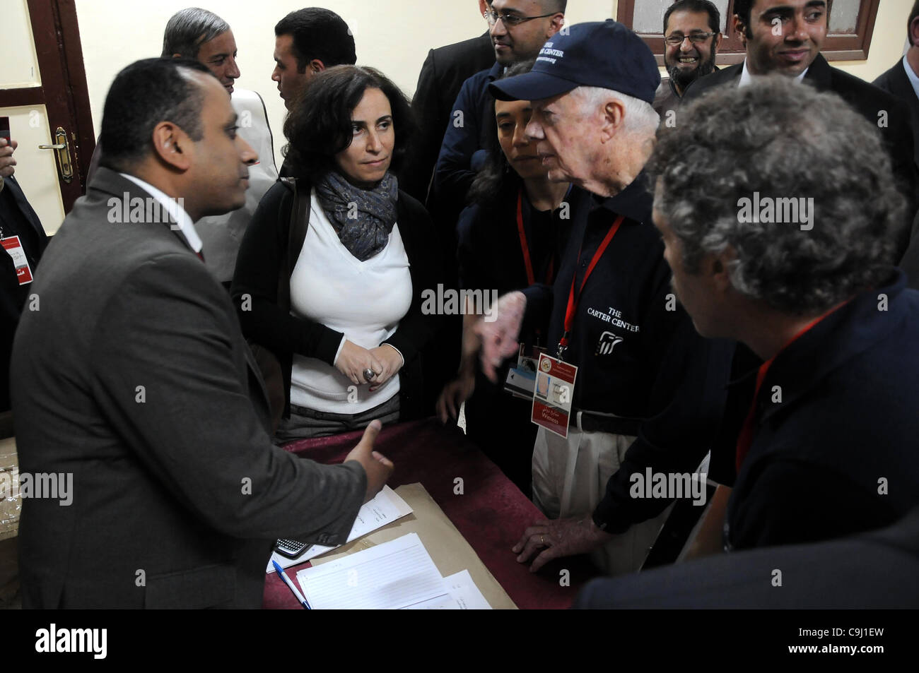 10. Januar 2012 - Ägypten, Ägypten - Jimmy Carter in der Stab-Farag-Schule. Während seiner Präsidentschaft in den 1970er Jahren half Carter Makler den Camp-David-Abkommen, die zu einem 1979 Friedensabkommen zwischen Israel und Ägypten führten. --Jimmy Carters Besuch der Ausschuss Wahl an Rod Farag Schule. Ehemalige US-Präsident Stockfoto