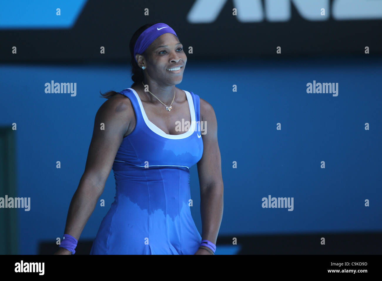 Serena Williams bei den Australian Open Tennis, 19. Januar 2012. Stockfoto