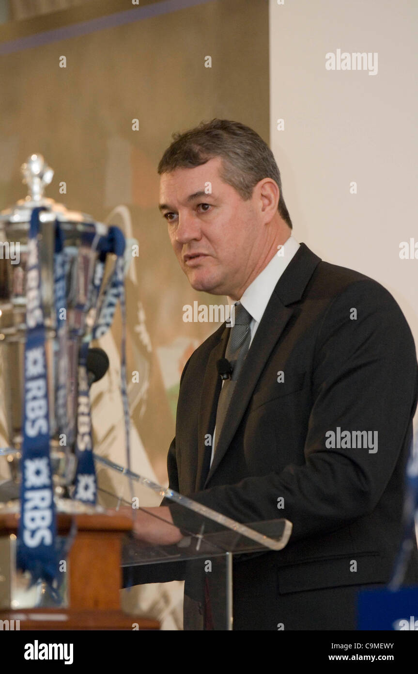 Welsh Rugby Union Vorsitzender David Pickering anlässlich der offiziellen Eröffnung der RBS Six Nations Rugby Turnier im Hurlingham Club in London. Stockfoto