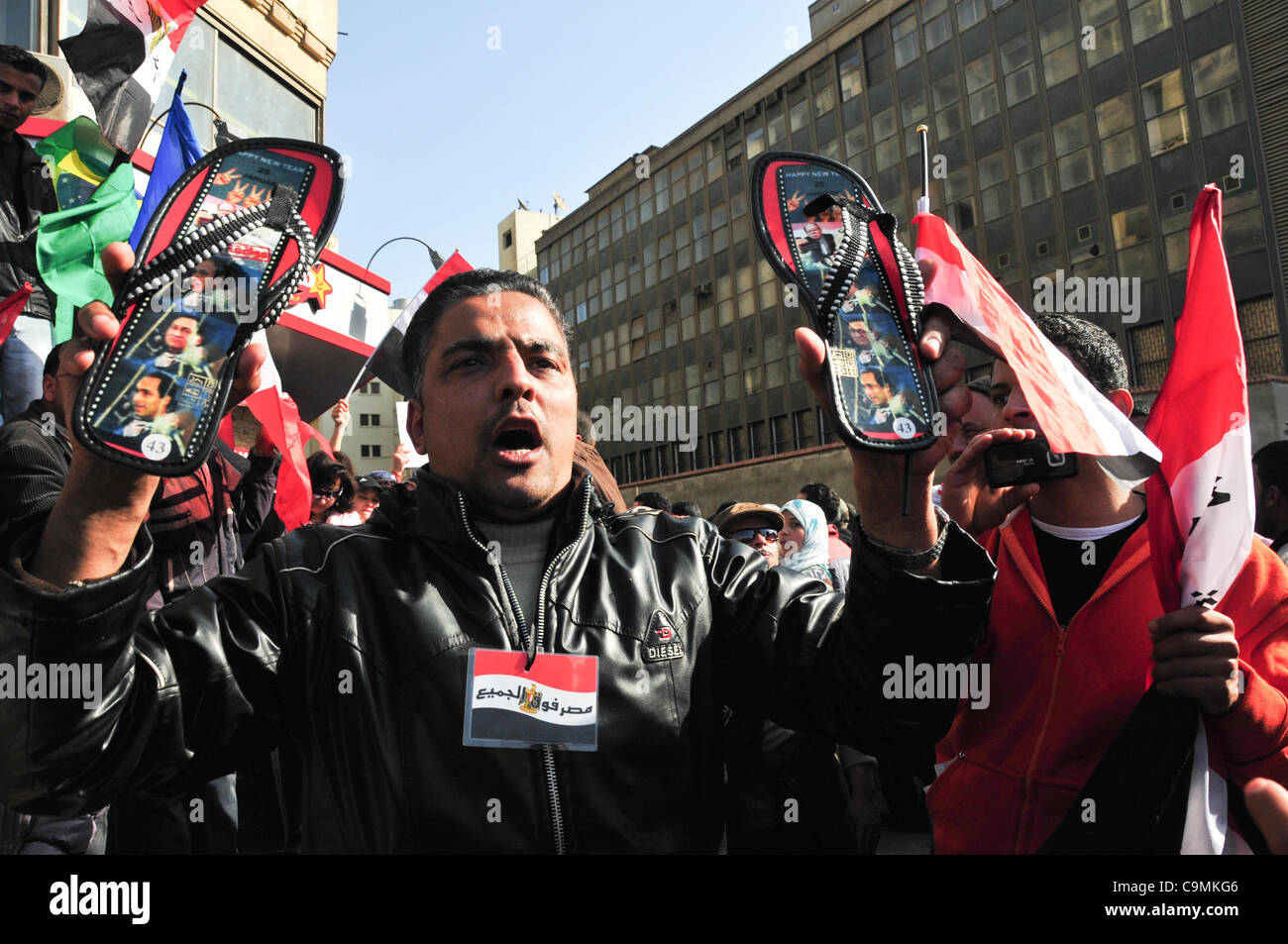 Tahrir-Platz Demonstration Kairo, ersten Jahrestag der ägyptischen Revolution, 25. Januar 2012 Stockfoto