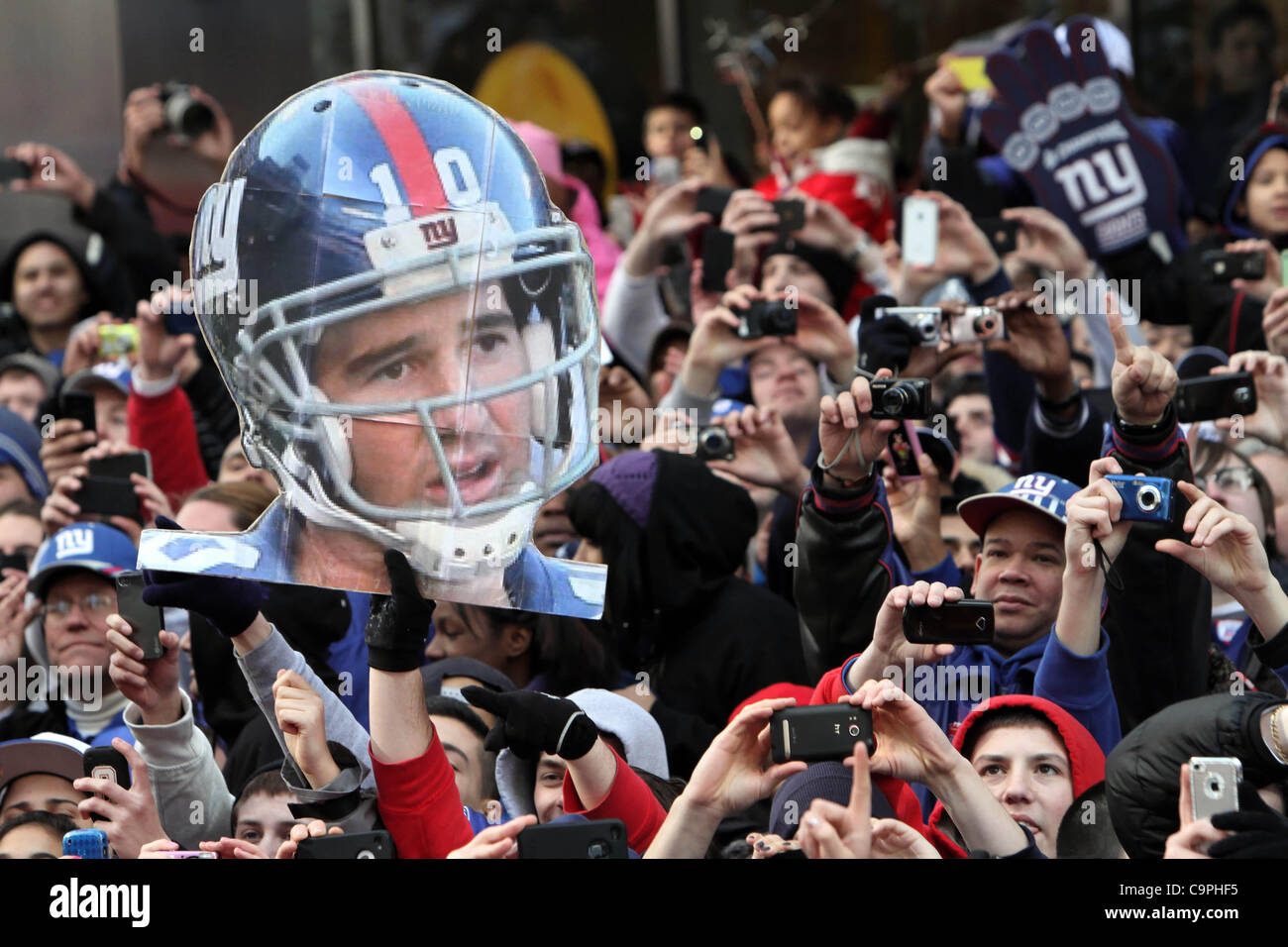 7. Februar 2012, New York. Parade statt in Manhattan, NFL-Team der New York Giants gewinnen in den Superbowl zu feiern. Stockfoto