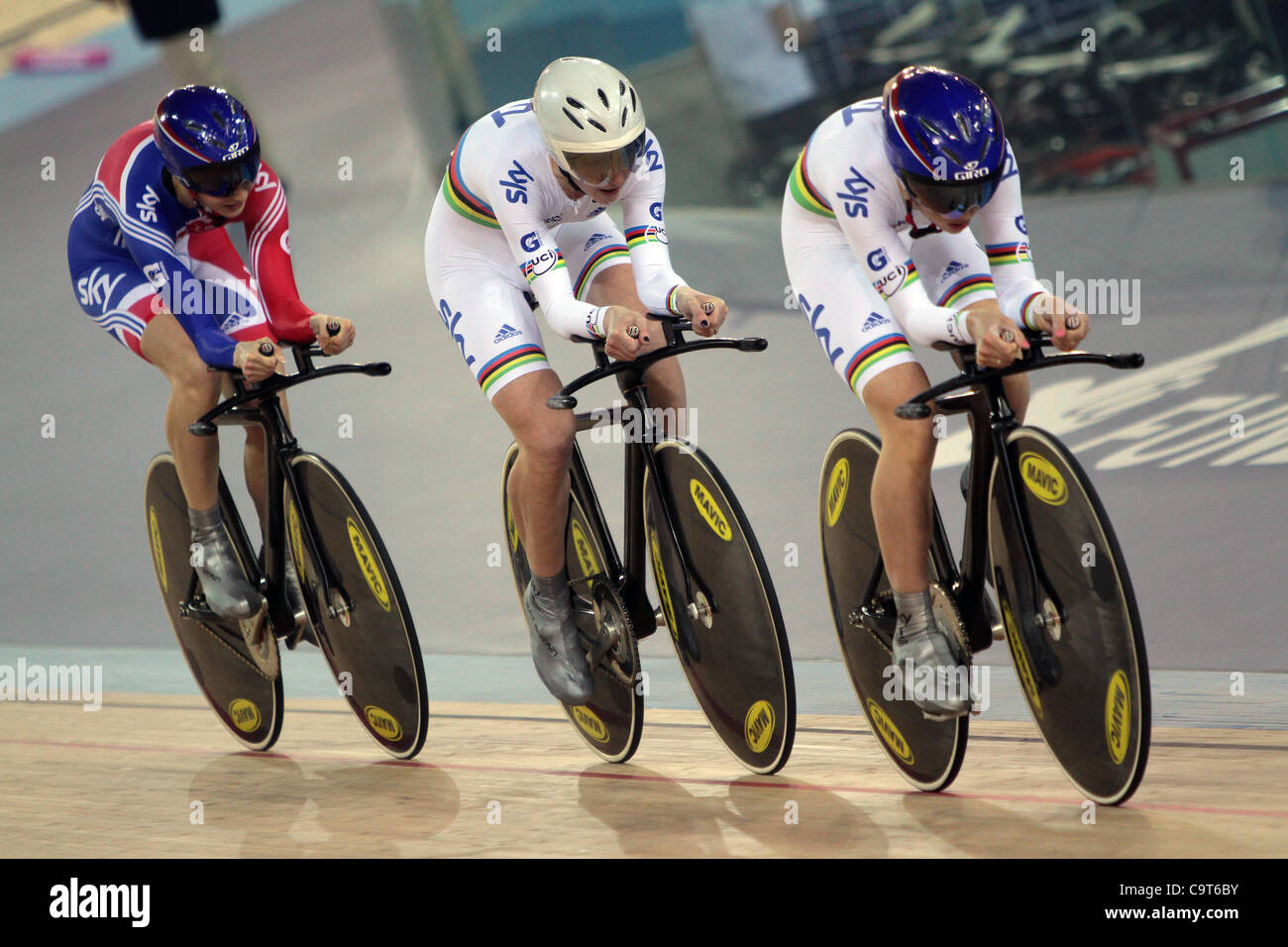 UCI Bahnrad World Cup Team Pursuit In London die Olympischen Velodrom Vereinigtes Königreich-16. Februar 2012 Stockfoto