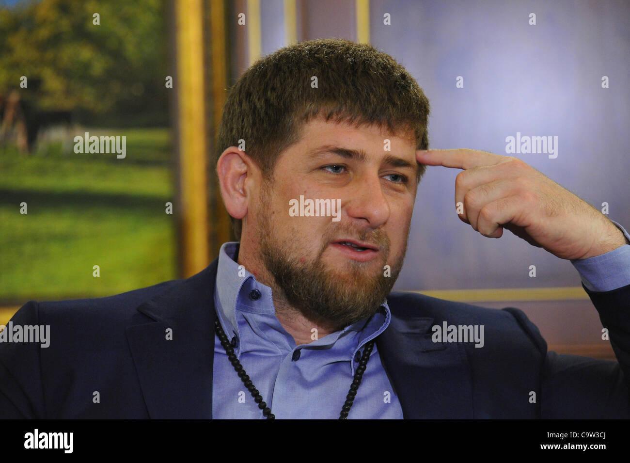 7. Februar 2012 - schrecklich, Russland - Februar 06,2912. Im Bild: Präsident von Tschetschenien Ramsan Kadyrow in seinem Büro in Stadt Grosny in Tschetschenien. (Kredit-Bild: © PhotoXpress/ZUMAPRESS.com) Stockfoto