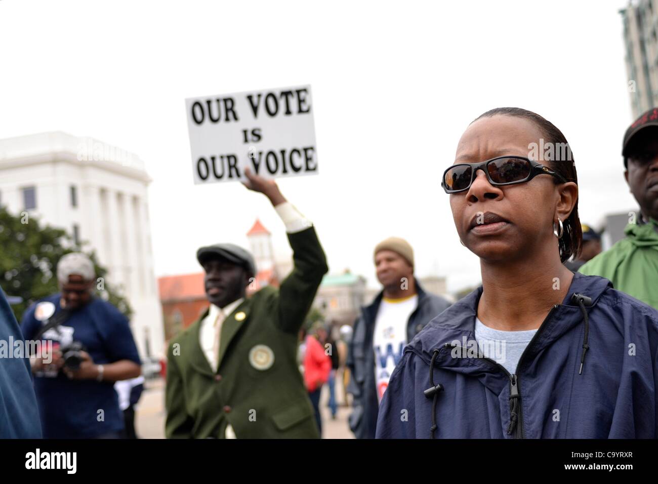9. März 2012. Demonstranten für Abstimmungen und Einwanderung Rechte Rallye nach Selma nach Montgomery März Stockfoto