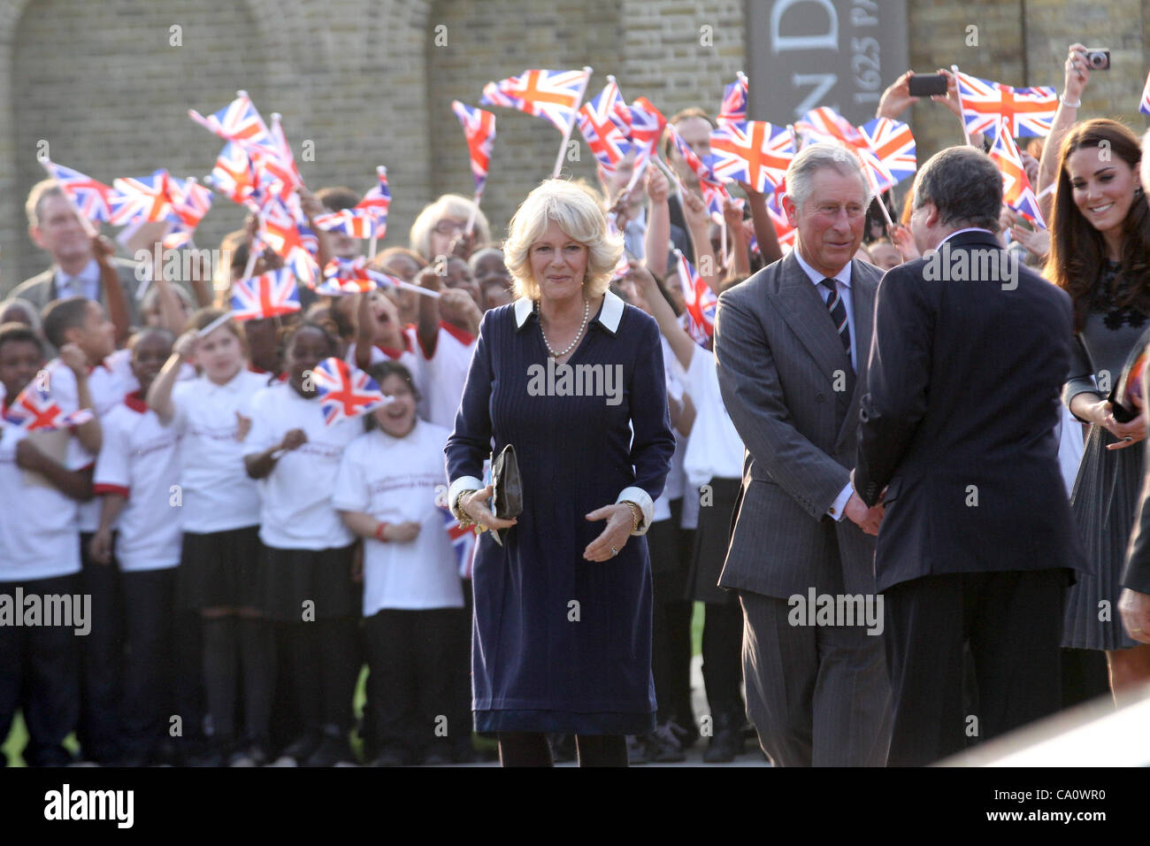 London, UK, 15.03.2012: Prinz Charles, Camila Herzogin von Cornwall, Catherine Herzogin von Cambridge Besuch "der Prinz Foundat Stockfoto