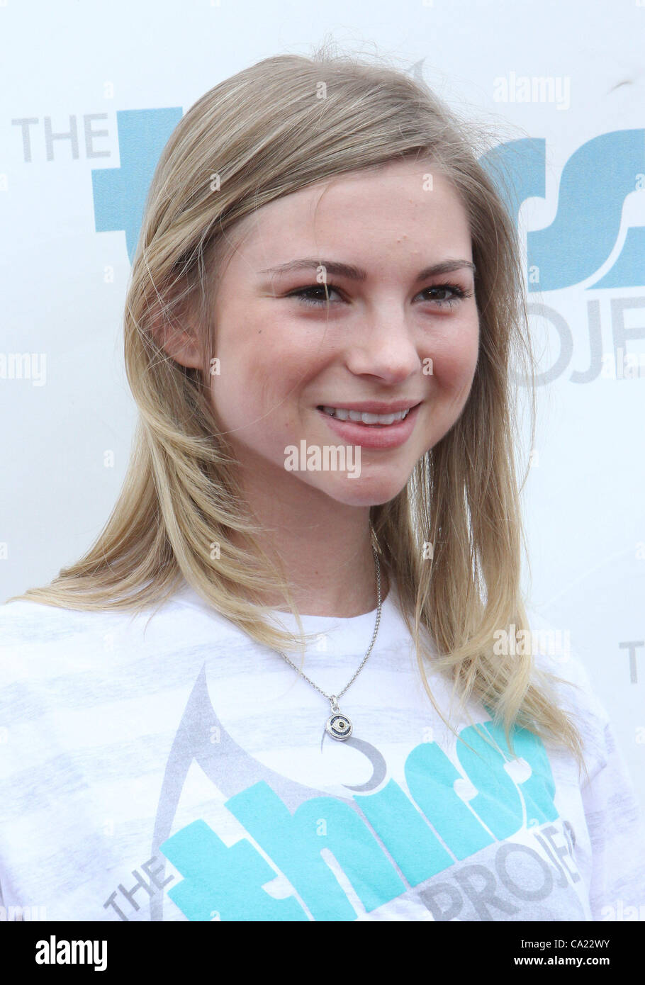 22. März 2012 - Los Angeles, Kalifornien, USA - Allie Gonino. Der Durst Projekt feiert Weltwassertag statt am Santa Monica Pier, Santa Monica, CA. 22 März - 2012. (Kredit-Bild: © TLeopold/Globe Photos/ZUMAPRESS.com) Stockfoto