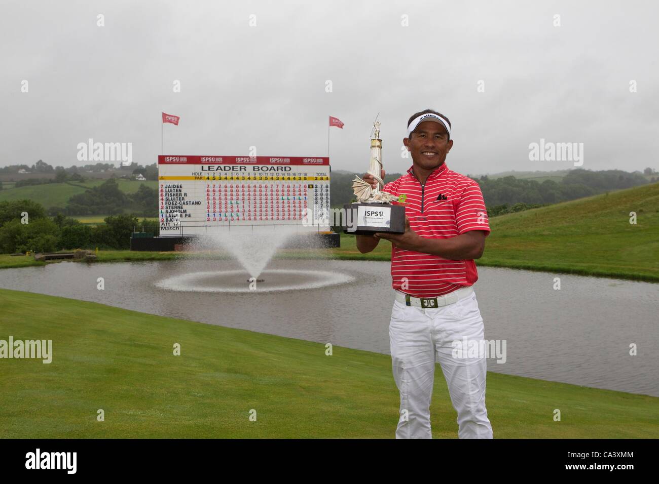 03.06.2012 Newport, Wales. Thongchai Jaidee (THA) gewinnt die ISPS Handa Wales Open 2012 in Celtic Manor. Stockfoto