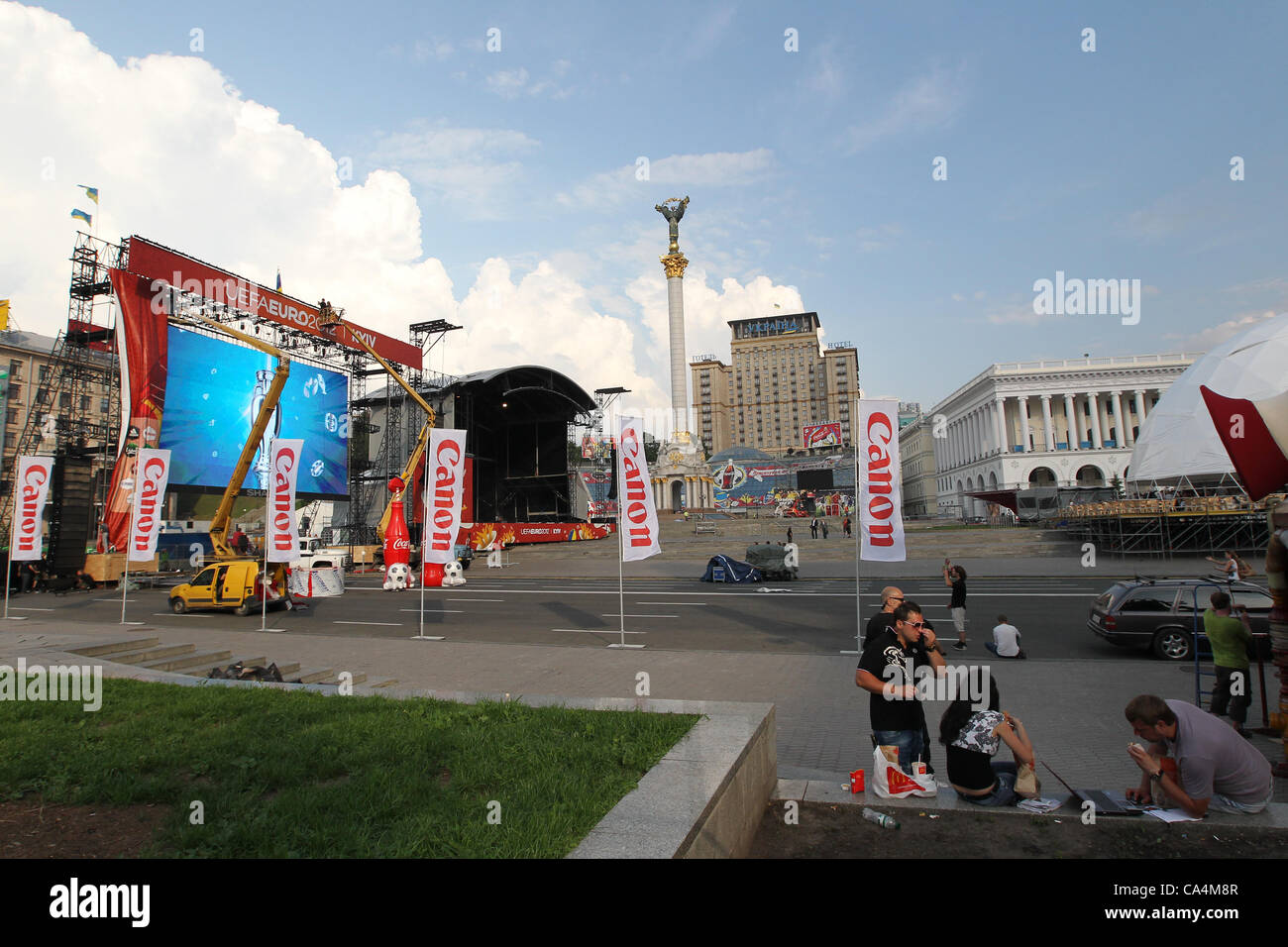 07.06.2012 Co-Gastgeber Fanzone für die EM 2012-Fußball-Europameisterschaft Polen und der Ukraine, in Kiew, Ukraine. Stockfoto