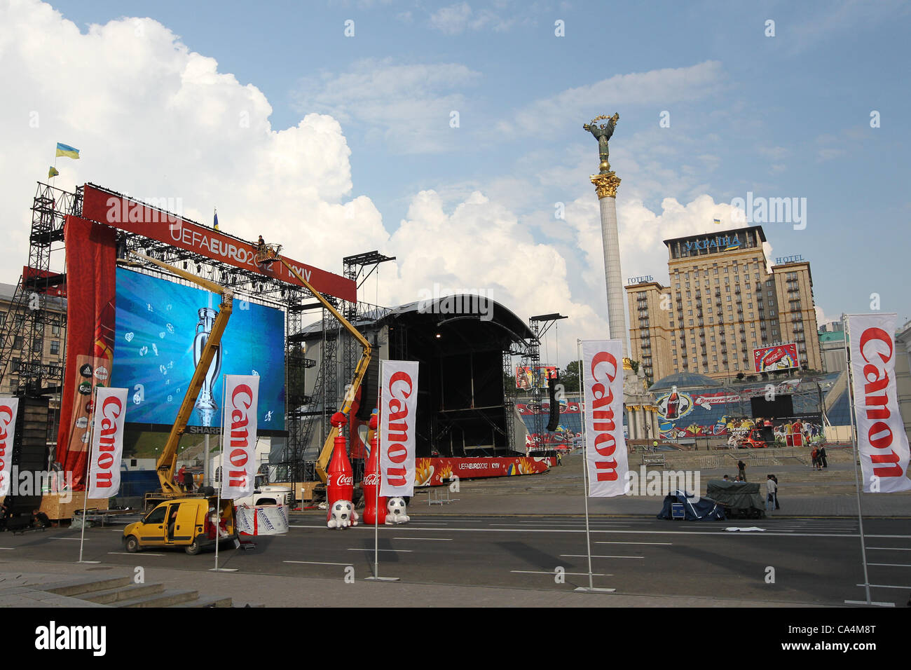 07.06.2012 Co-Gastgeber Fanzone für die EM 2012-Fußball-Europameisterschaft Polen und der Ukraine, in Kiew, Ukraine. Stockfoto