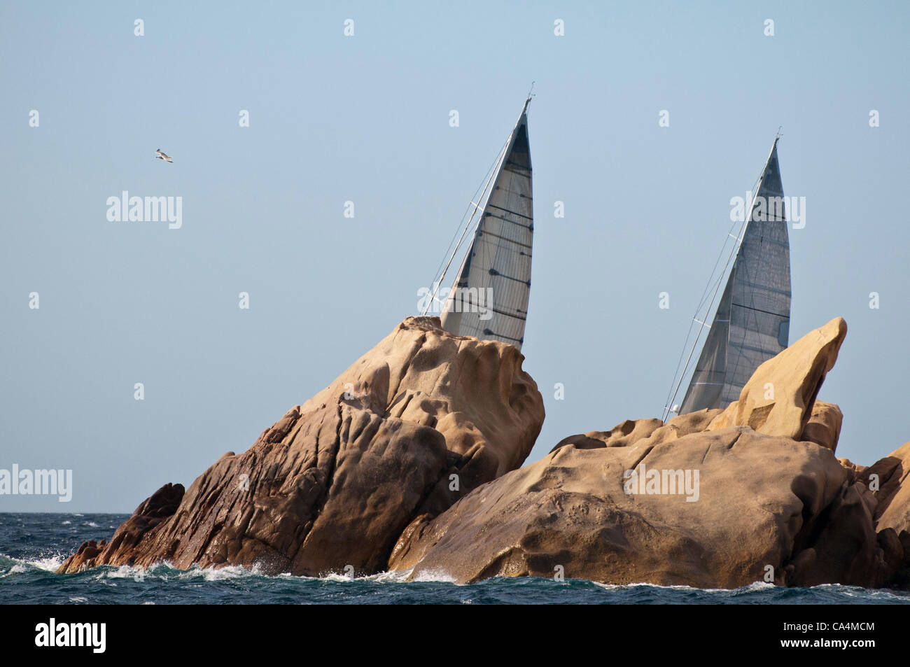 05.06.2012 Porto Cervo, Italien. Loro Piana Superyacht Regatta Tag 1. Der Yacht Club Costa Smeralda Saisoneröffnung Superyacht wieder mit Loro Piana Superyacht Regatta, die erste der wichtigsten Ereignisse im Mittelmeer. Stockfoto