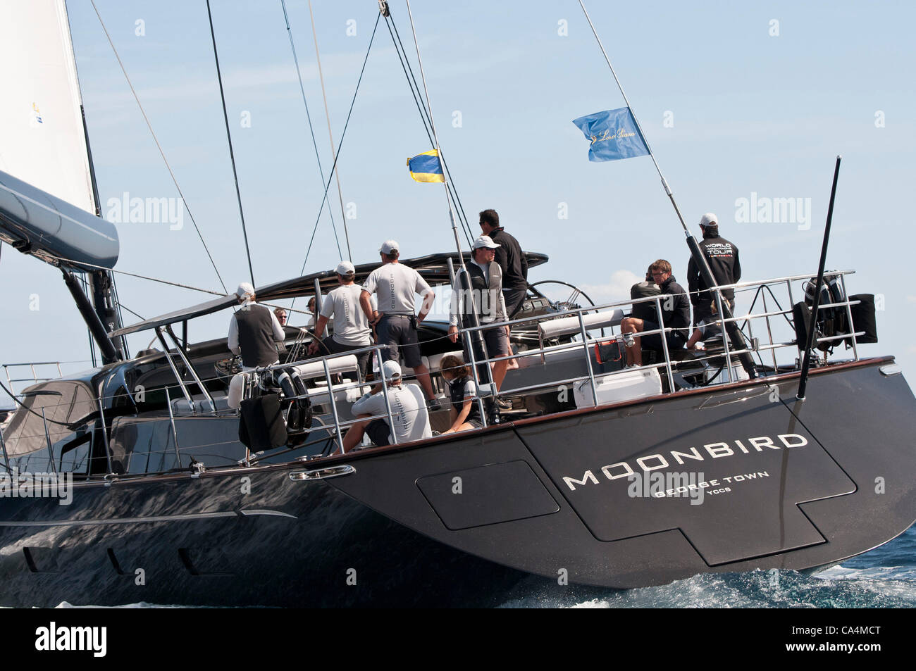 05.06.2012 Porto Cervo, Italien. Loro Piana Superyacht Regatta Tag 1. Der Yacht Club Costa Smeralda Saisoneröffnung Superyacht wieder mit Loro Piana Superyacht Regatta, die erste der wichtigsten Ereignisse im Mittelmeer. Stockfoto