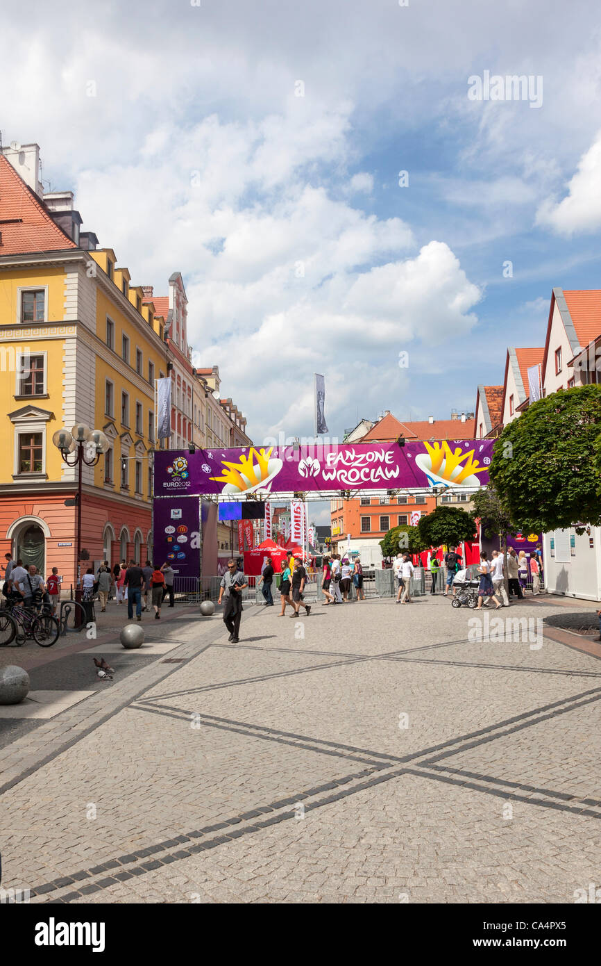 Eingangstore, Fan-Zone für die Euro 2012 in Breslau, Polen. Stockfoto