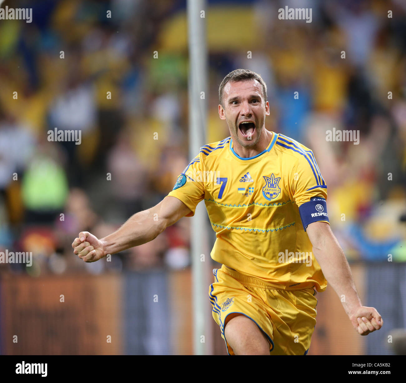 11.06.2012 Ukraine, Kiew: ukrainische Teamplayer Andriy Shevchenko in der Fußball-Europameisterschaft Gruppenspiel zwischen Teams der Ukraine und Schweden. Stockfoto