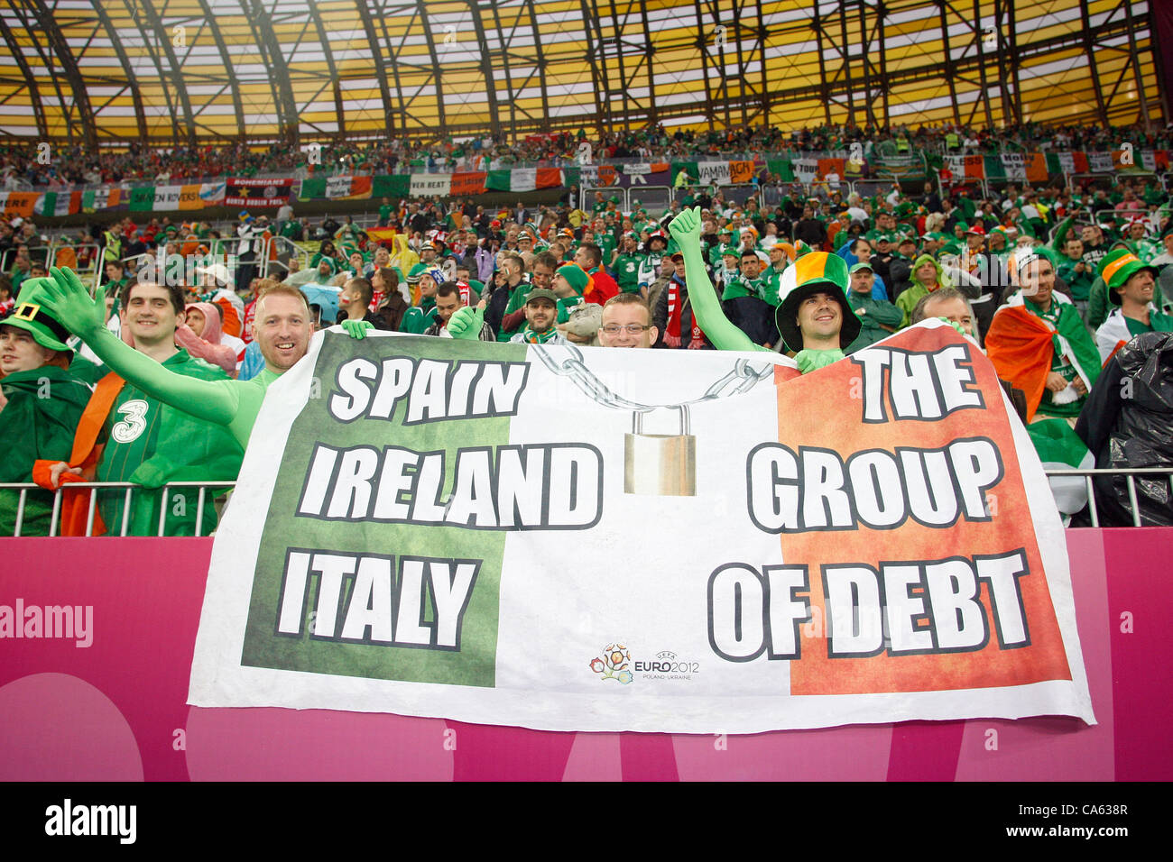 Gruppe von Schulden BANNER Spanien V Irland ARENA Danzig GDANSK Polen 14. Juni 2012 Stockfoto
