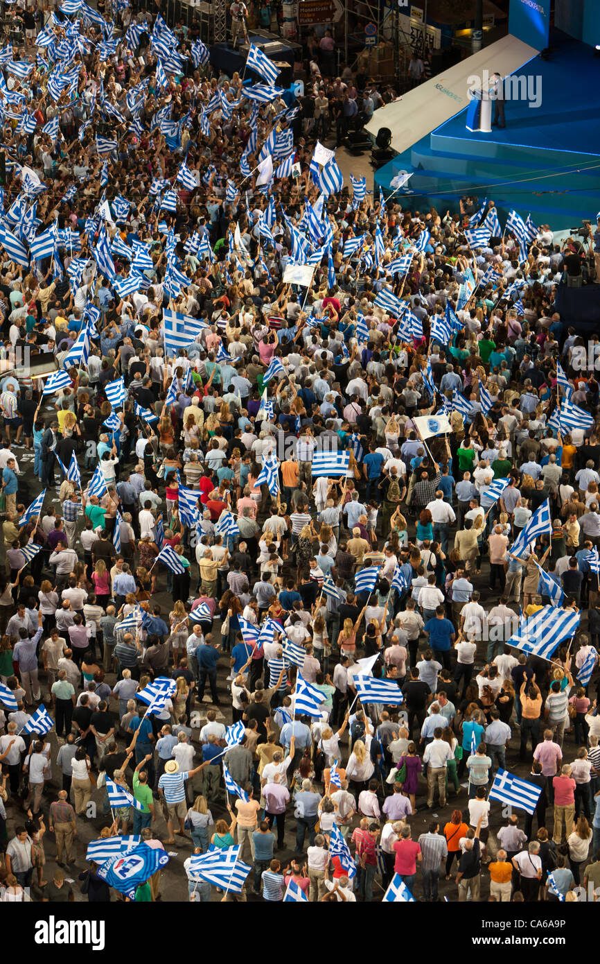 Antonis Samaras führende konservative Nea Dimokratia Partei Wahlen in Griechenland Stockfoto