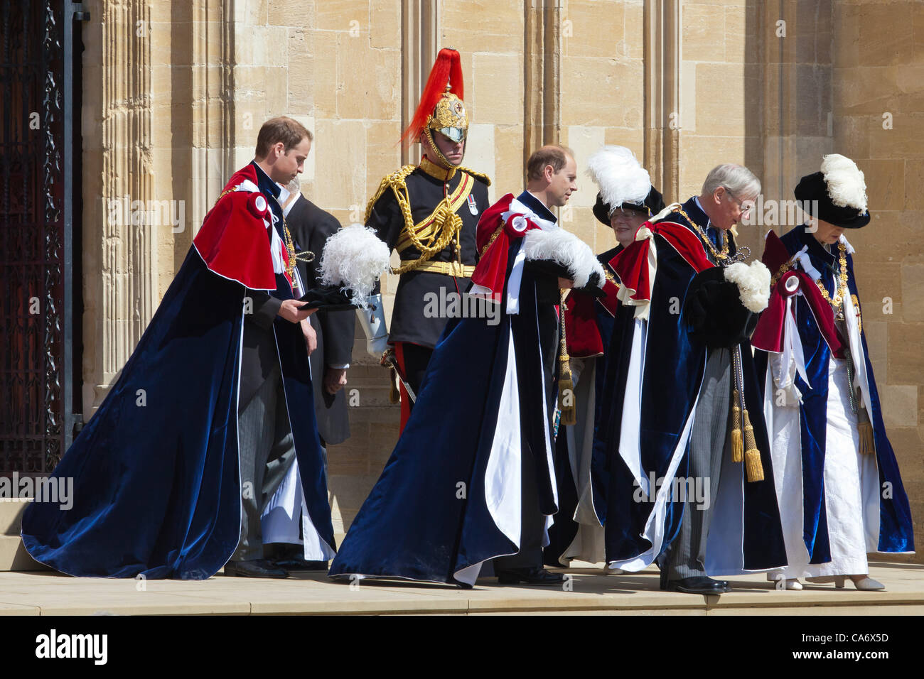 Duke of Cambridge, Prinz Edward und Princess Royal an der Garter Day Zeremonie Windsor Castle 18. Juni 2012. PER0179 Stockfoto