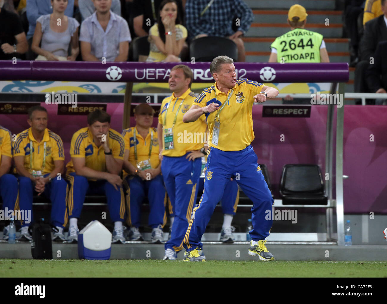 UKRAINE-Trainer OLEH BLOCHIN ENGLAND V UKRAINE EM 2012 DONBASS ARENA Donezk UKRAINE UKRAINE 19 Juni 2012 Stockfoto