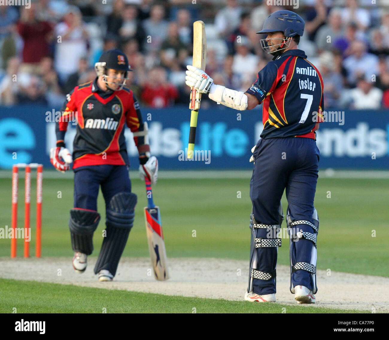 20.06.2012 Ford County Ground, Chelmsford, Essex.  James Foster feiert seinen 50, während für Essex zu zucken. Freunde leben 20:20 Essex Adler Vs Kent Spitfires. Stockfoto