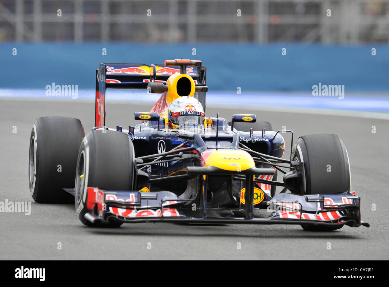 Sebastian Vettel (GER) in der Red Bull Racing tb8 während des freien Trainings läuft für den europäischen Formel 1 Grand Prix in Valencia, Spanien am 22.06.2012 Stockfoto