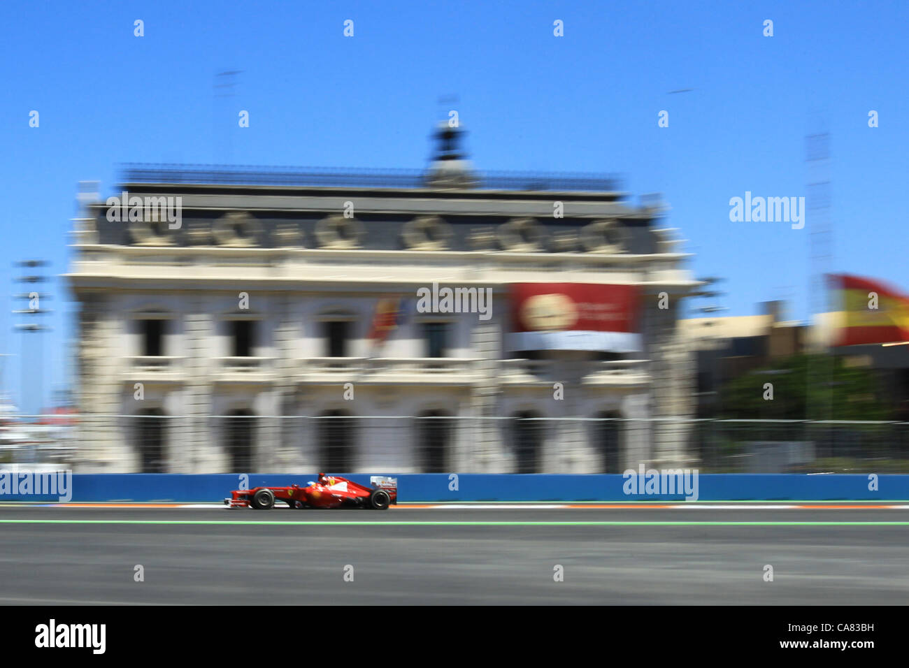 Europäischen Grand Prix - Formel 1 - F1 - Valencia, Spanien - 24.06.2012 - Sonntag, Rennen - Fernando Alonso von Ferrari, gegen ein sehr klassisches Gebäude aus VAlencia, la Antigua Lonja del pescado Stockfoto