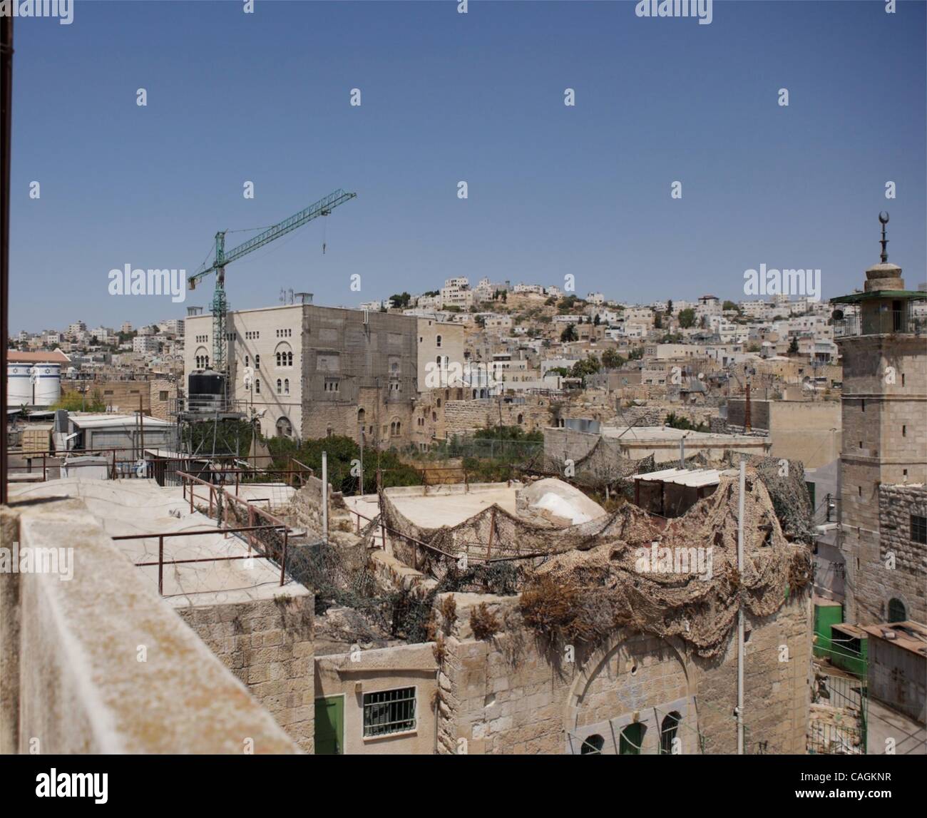 1. Februar 2008 - ist Jerusalem, Israel - hier zu sehen Hebron. Es gibt mehrere Ultra-orthodoxe jüdische Siedlungen, die in dieser alten Stadt umgezogen sind. Versprochene Sicherheit als Teil der Umschichtung Abkommen eine Enklave von ca. 500 israelische Siedler haben zog direkt in der Mitte des o Stockfoto