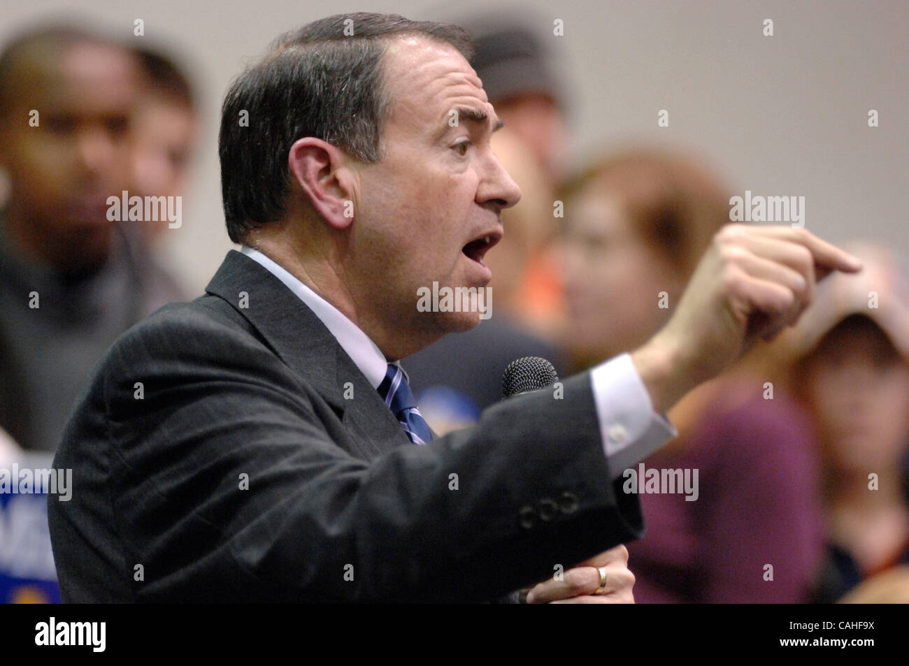 17. Januar 2008: Gouverneur von Arkansas Mike Huckabee Kampagnen bei einem republikanischen Präsidentschaftswahlkampf Stopp Donnerstag, 17. Januar 2008 an der Jervey Athletic Center auf dem Campus der Clemson University. Stockfoto