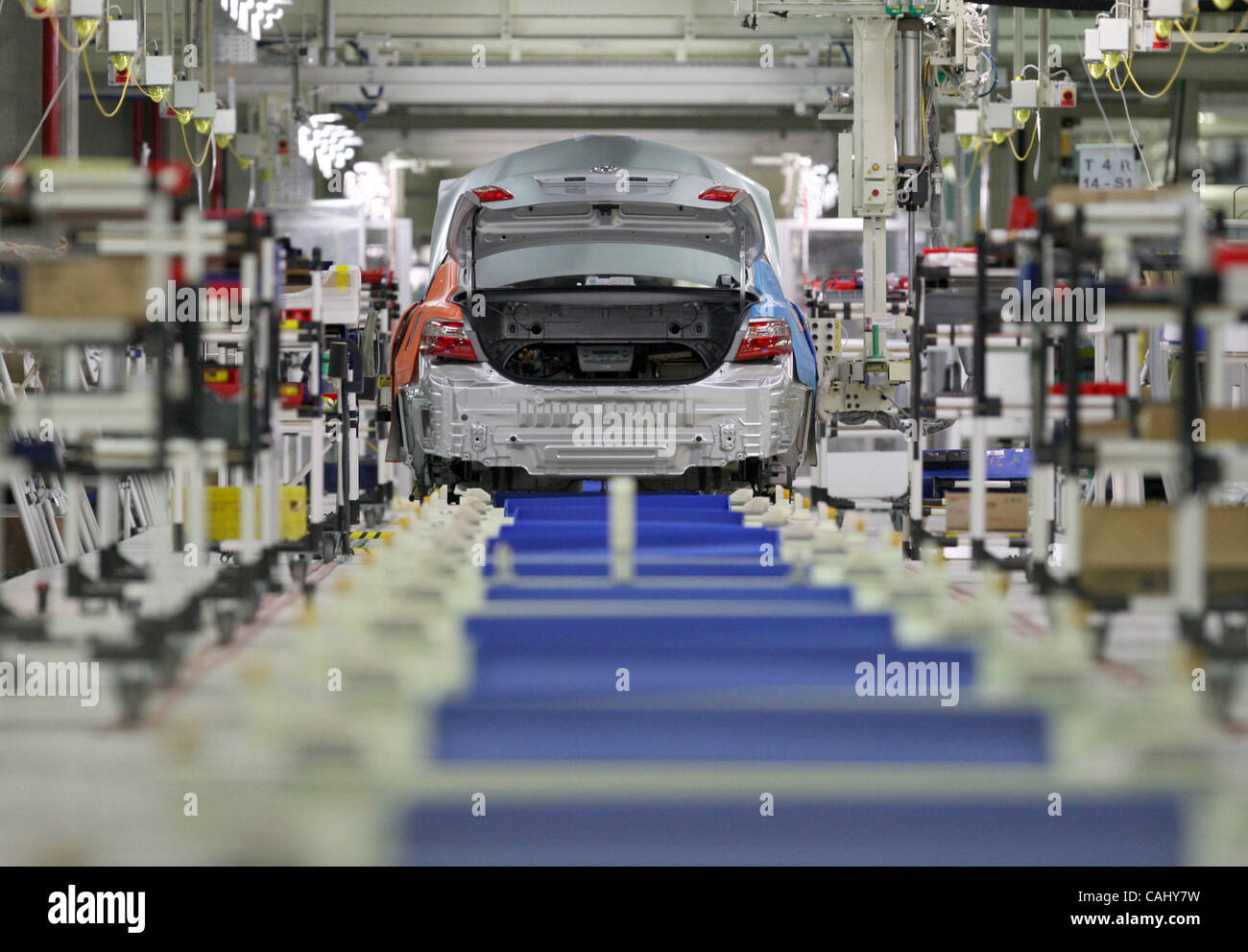 Neubau Toyota-Werk in St. Petersburg-Vororten von Schuschary, 21. Dezember 2007. Montage-Linie ein neues Toyota-Werk Stockfoto