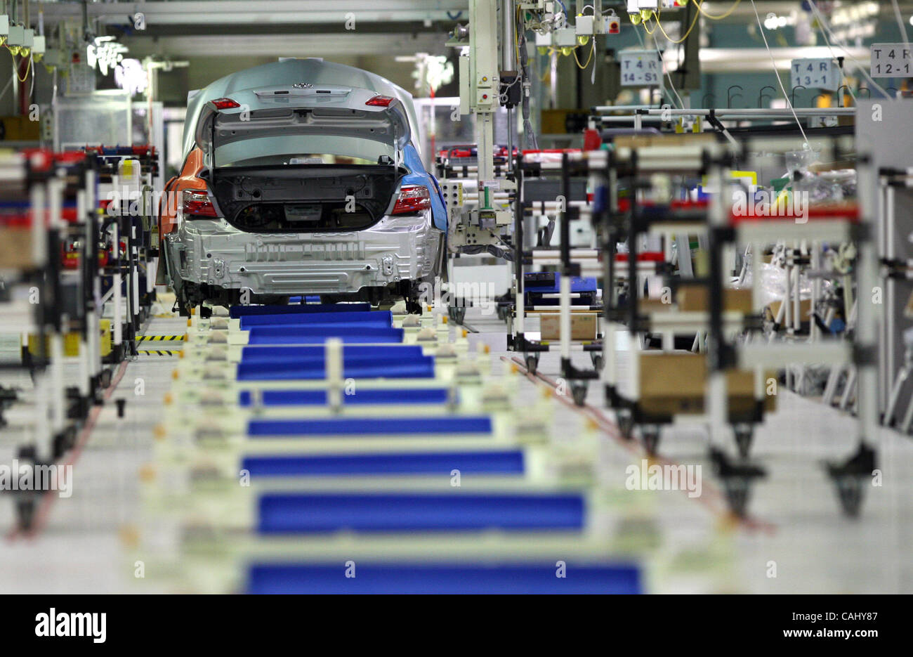 Neubau Toyota-Werk in St. Petersburg-Vororten von Schuschary, 21. Dezember 2007. Montage-Linie ein neues Toyota-Werk Stockfoto