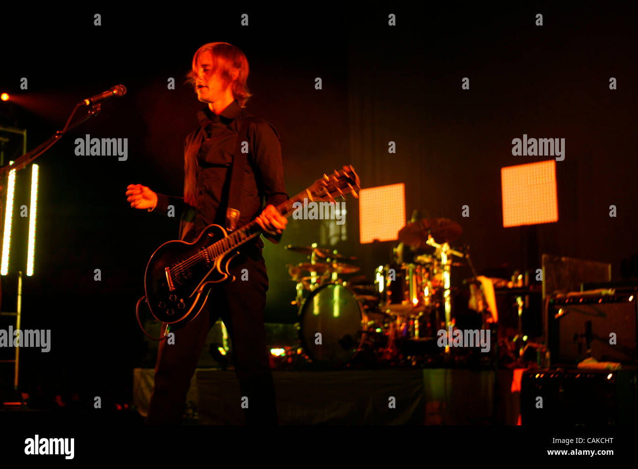 Interpol spielen Madison Square Garden am 14. September 2007.  Paul Julian Banks - Lead-Gesang und Gitarre Daniel Kessler-Gitarre Carlos Dengler-Sam Fogarino Bass-Schlagzeug Stockfoto