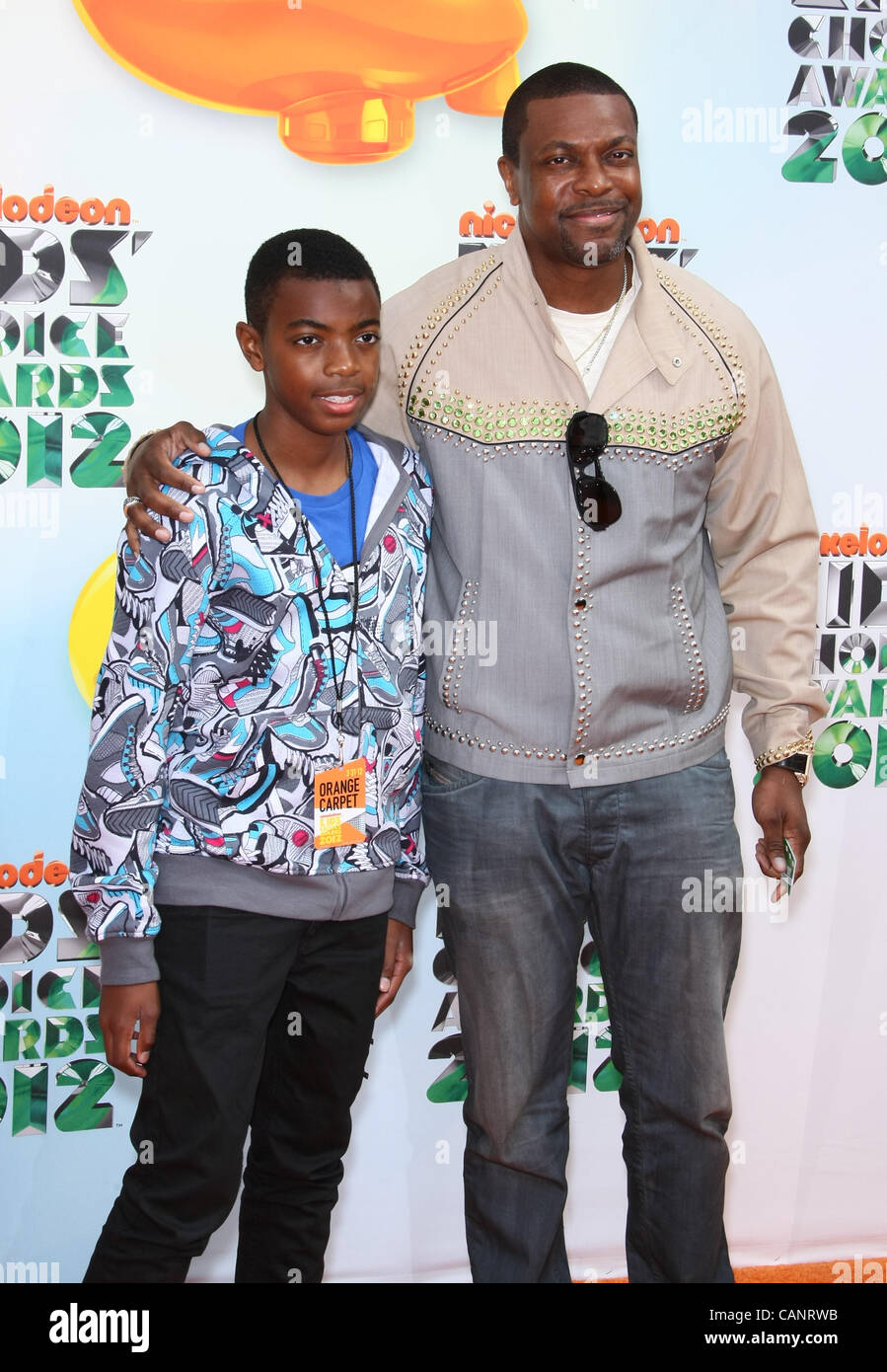 CHRIS TUCKER & Sohn 25. NICKELODEON Kids CHOICE AWARDS die Innenstadt von LOS ANGELES Kalifornien USA 31. März 2012 Stockfoto