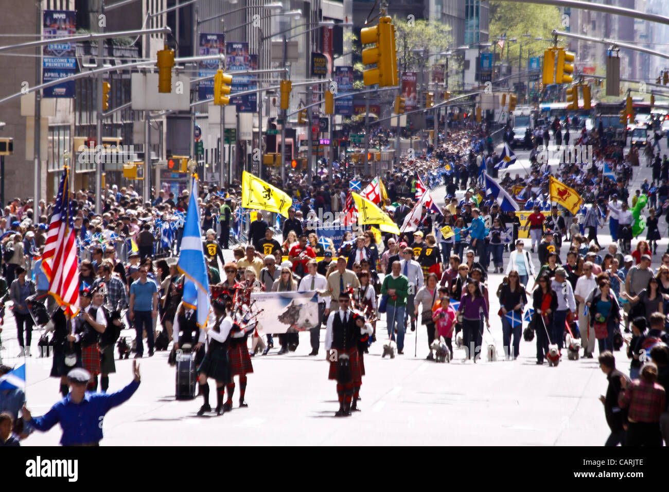 NEW YORK - 14. APRIL: Szenen aus Schottland Woche Parade auf der 6th Avenue 14. April 2011 in New York, NY. (Foto von Donald Bowers) Stockfoto