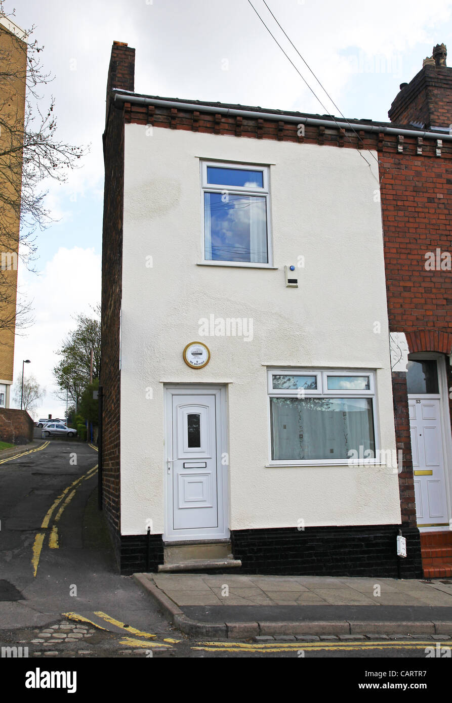 Gedenktafel an der Wand von der Titanic Kapitän E. J. Smith Geburtsort Brunnen St., Hanley, Stoke-on-Trent, North Staffordshire, England, UK, die am 15. April 2012, 100 Jahre nach dem Untergang der RMS Titanic mit seinen letzten Worten als "Werden britische" vorgestellt wurde Stockfoto