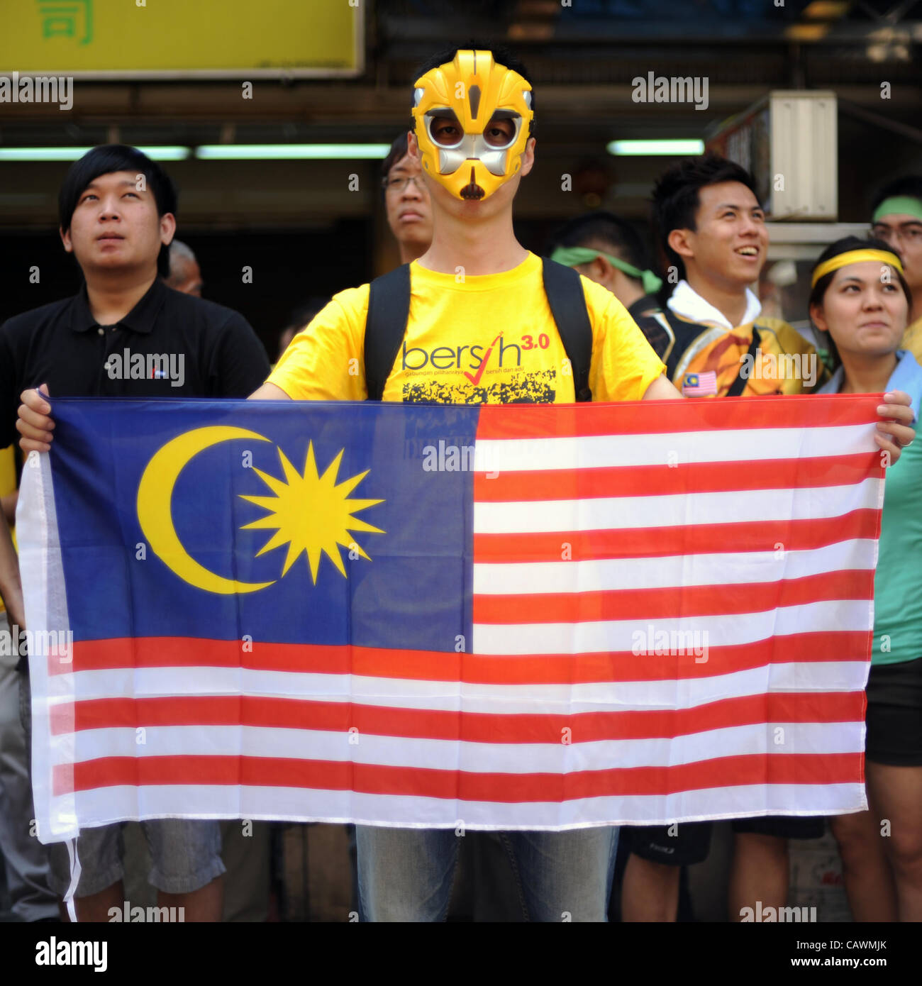 28. April 2012. Bersih 3.0. Teilnehmer in Kuala Lumpur zu demonstrieren, mit dem Ziel der Überprüfung der aktuellen Wahlsystem zu e Stockfoto
