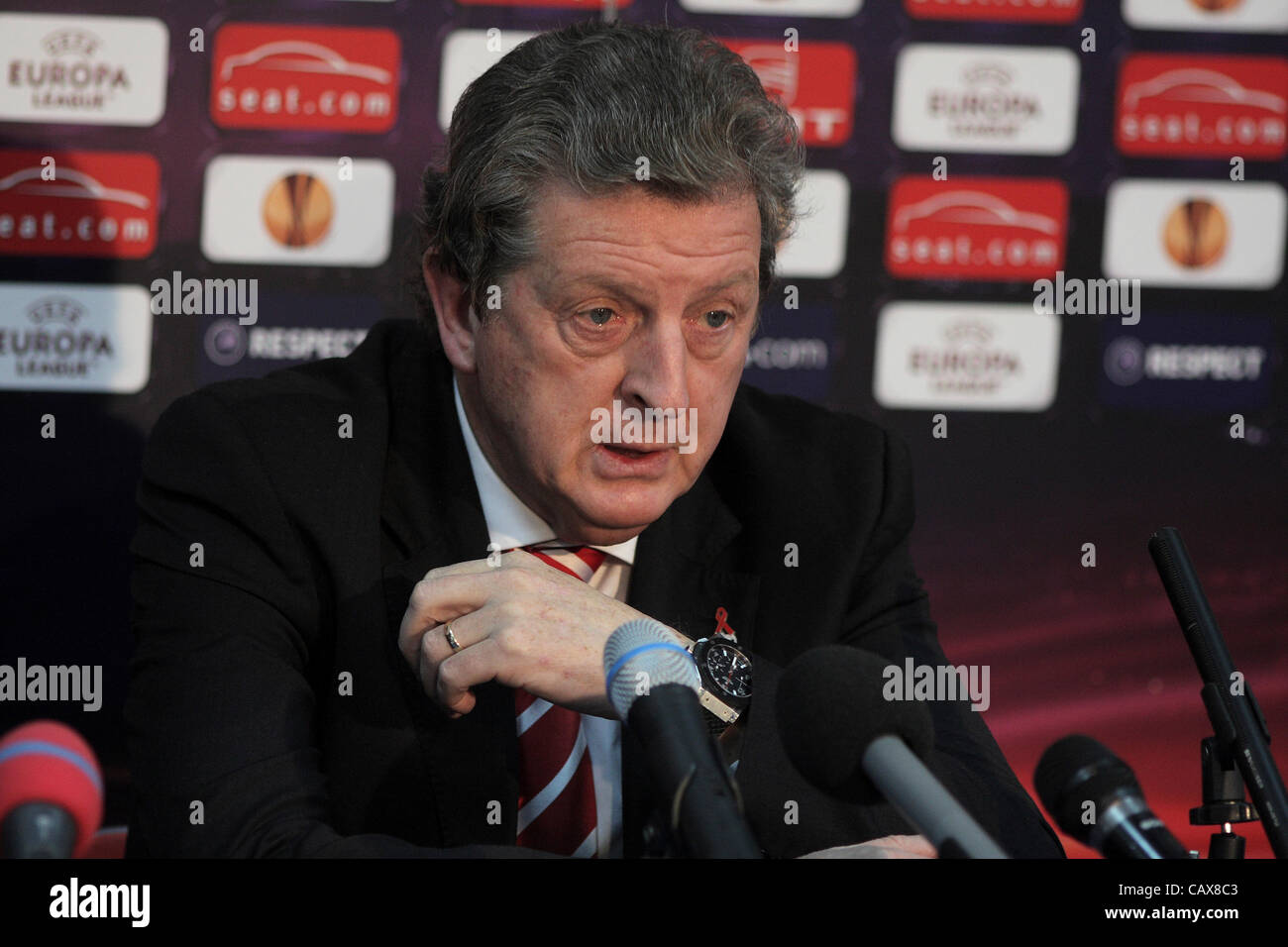 02.12.2010 Europa League Steaua Bukarest gegen Liverpool. Roy Hodgson während der Pressekonferenz in Bukarest vor morgen Europa League Spiel. Stockfoto