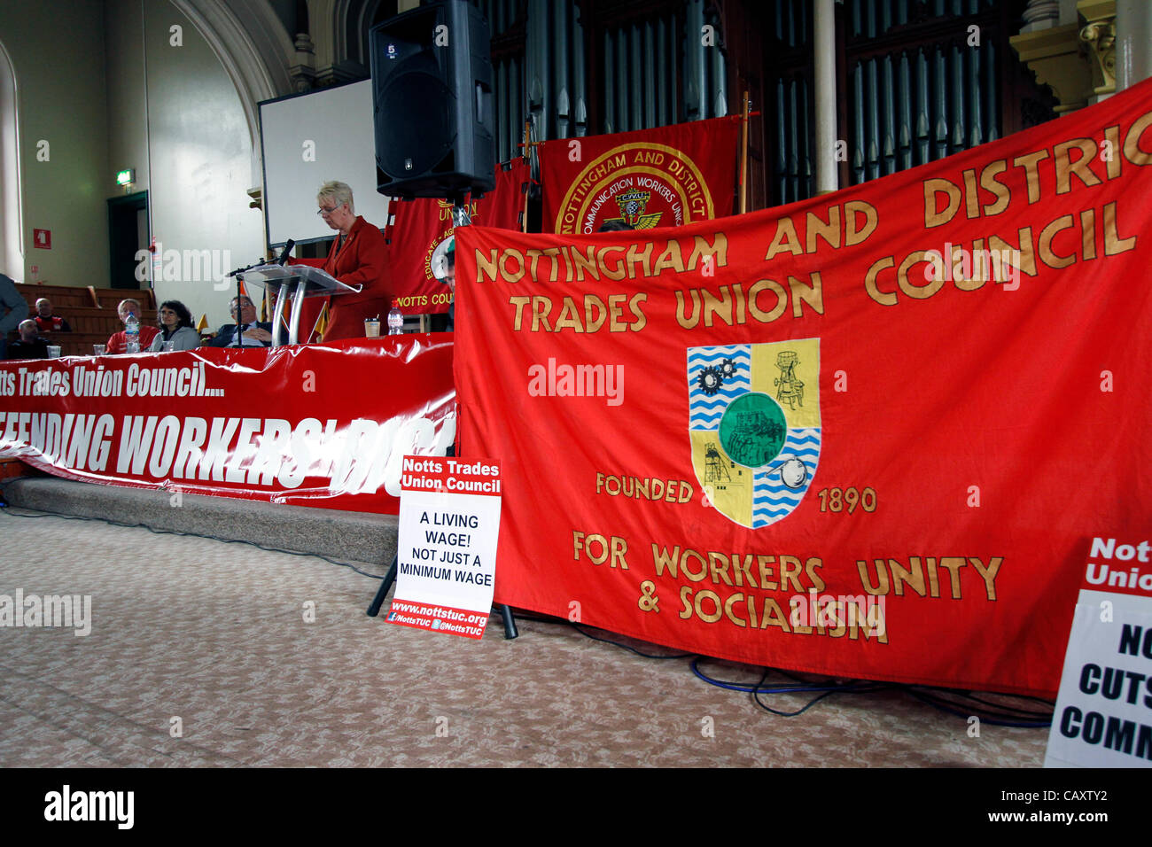 Cheryl Pigeon - Gemeinde Hall - Notts NTCs May Day Feier am Samstag, 5. kann trafen sich in Nottingham Erholung, marschierten durch die Stadt und in der Gemeinde Hall, Burgtor gab es reden. Stockfoto