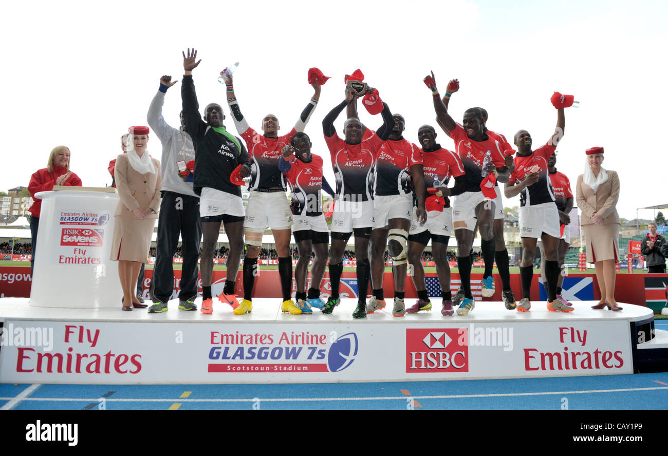 06.05.2012 Glasgow, Schottland. HSBC Sevens World Series.  Kenia gewinnt das Schild Final im Stadion Scotstoun. Stockfoto