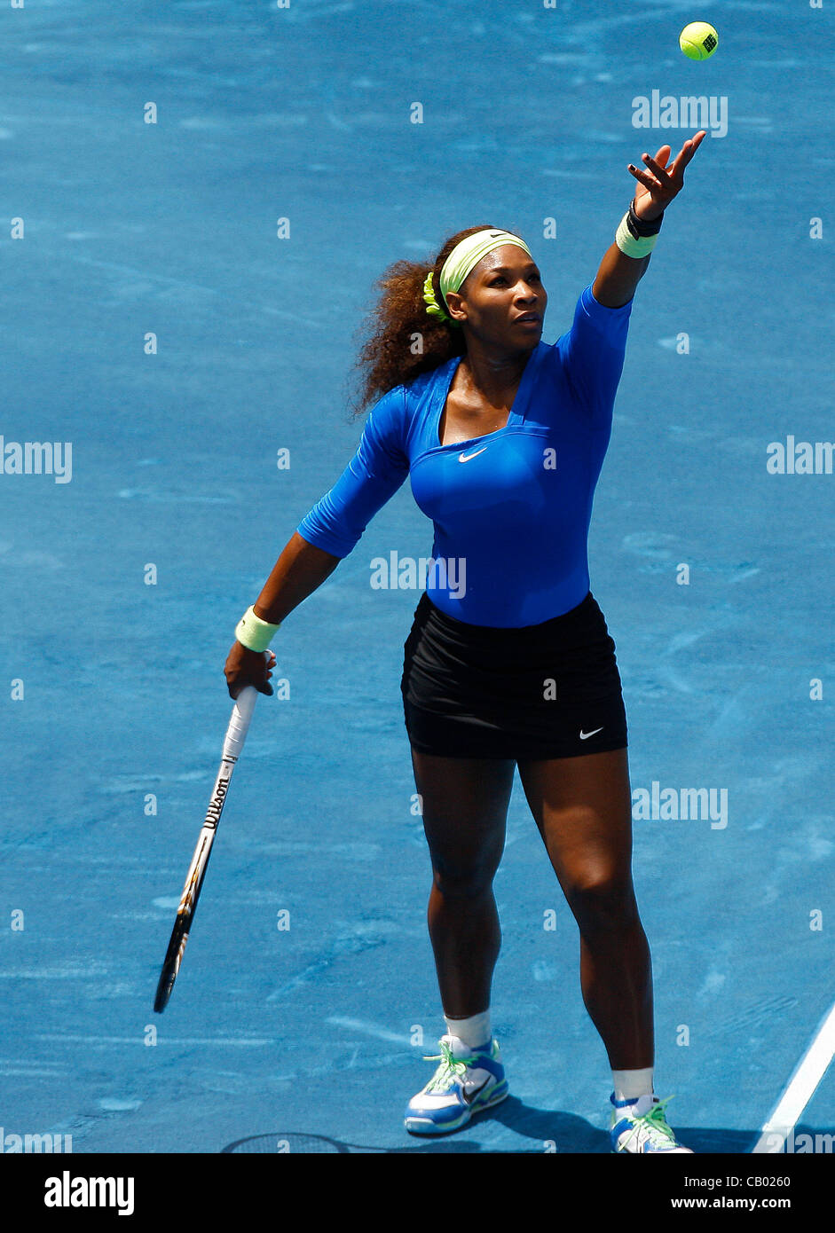 12.05.2012 Madrid, Spanien. Serena Williams in Aktion gegen Lucie Hradecka während das Halbfinale Einzel WTA Madrid Masters-Tennisturnier. Stockfoto