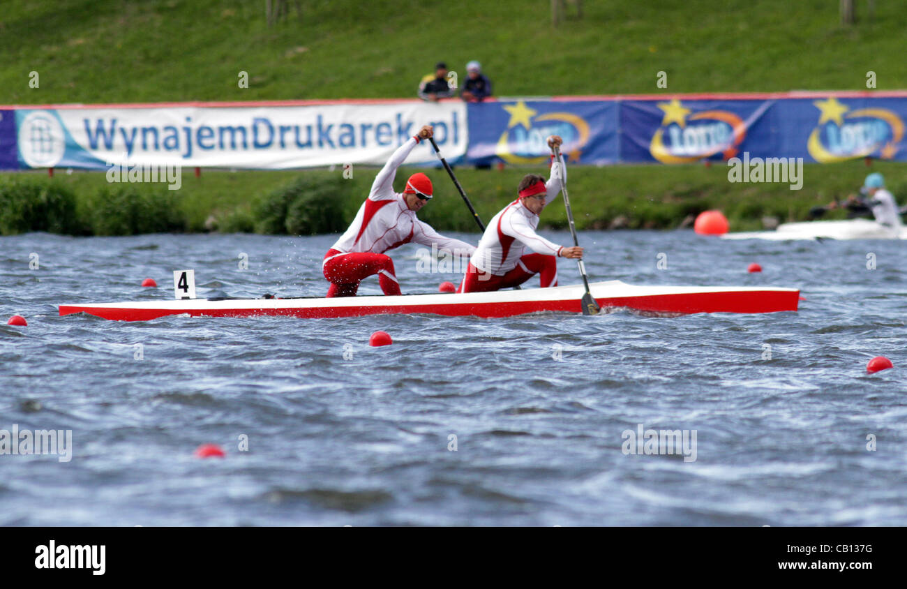 17.05.2012. Poznan, Polen. Kanadischen Stil-Kanu-Rennen.   EUROPÄISCHEN OLYMPIA-QUALIFIKATION, C2 1000M, TOMASZ KACZOR, MARCIN GRZYBOWSKI (POL) Stockfoto