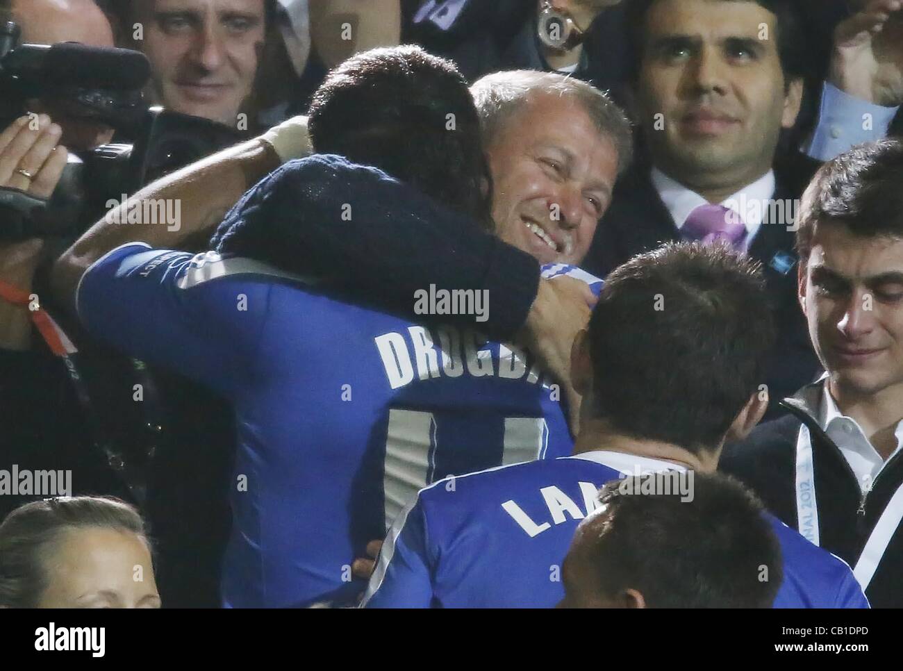 Roman ABRAMOWITSCH, Besitzer Chelsea, Didier DROGBA, Chelsea11 Jubel, Freude, Schlagzeuggeschäft, Feiern, Lachen, Jubelt, Freuen, Reisst die Arme Hoch, Ballt sterben Faust FC BAYERN München - FC CHELSEA (3 -4) Lover Fussball Herren UEFA Champions League Finale, Allianz Arena München, 19.05.2012 CL Saison 20 Stockfoto