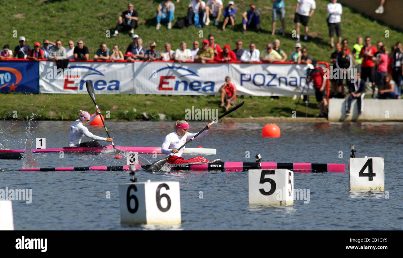 Poznan, Polen. 20.05.2012. Regatta Kurs Kanadier / Kanu WM. Stockfoto