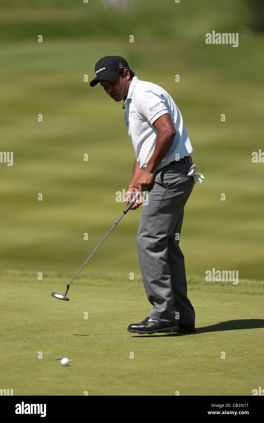 25.05.2012 Wentworth, England. S S P Chowrasia (IND) in Aktion während der BMW PGA Championship, zweite Runde. Stockfoto